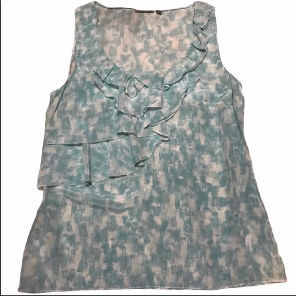 Halogen Silk Sleeveless Front Ruffle Blouse Medium